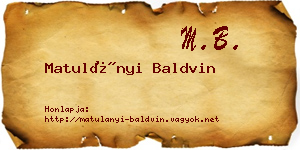 Matulányi Baldvin névjegykártya